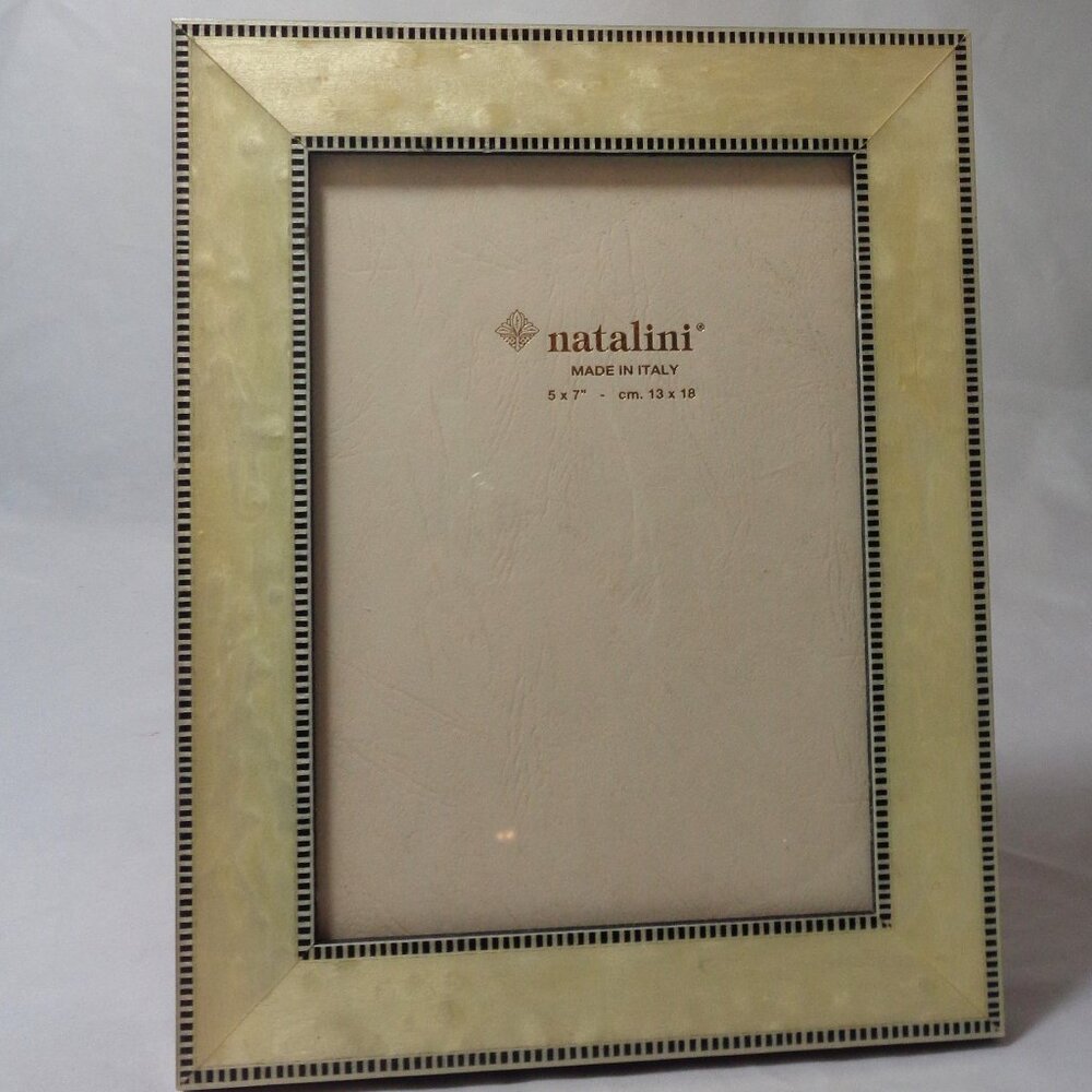 Natalini Photo Frame Italian Wood Marquetry Ivory & Black 5X7 Valentine's Day